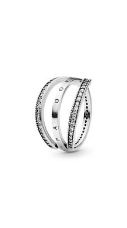 Anel Glamour Real  (3 em 1) Prata e zircônias Brancas 
